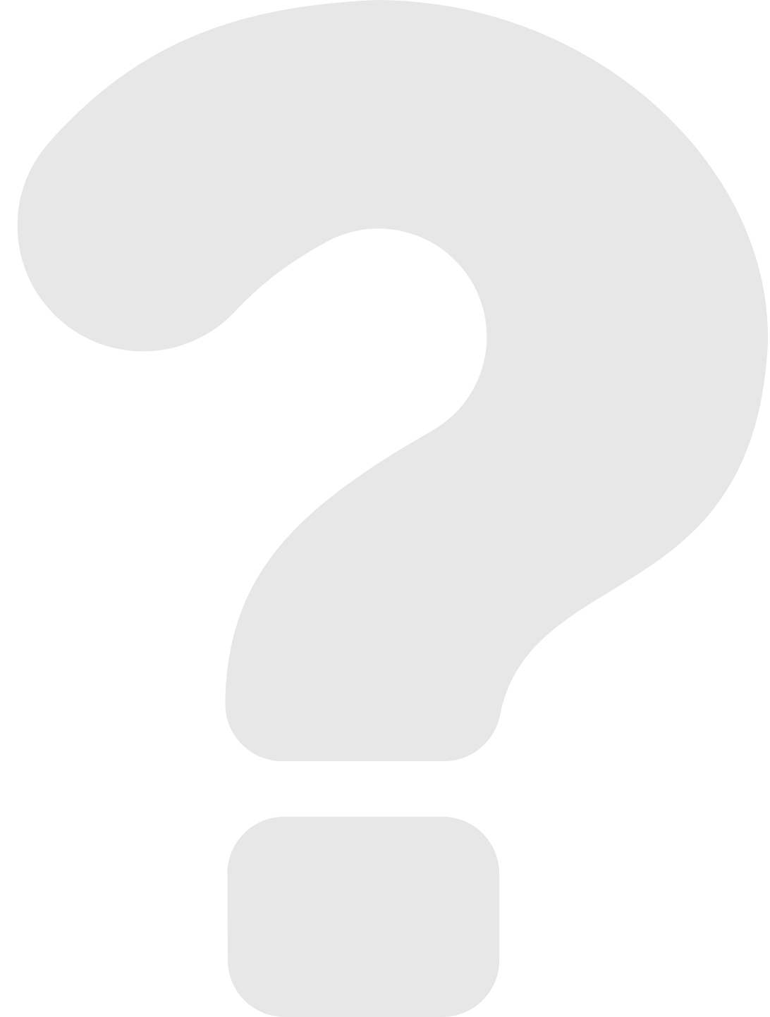 Large grey question mark symbol.