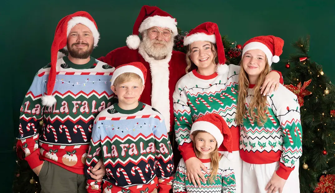 Family Santa portrait for Christmas photography fundraiser