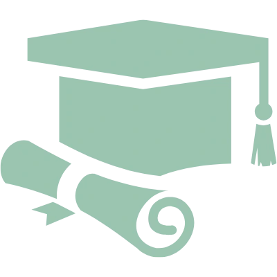 Graduation cap and diploma icon for school photography